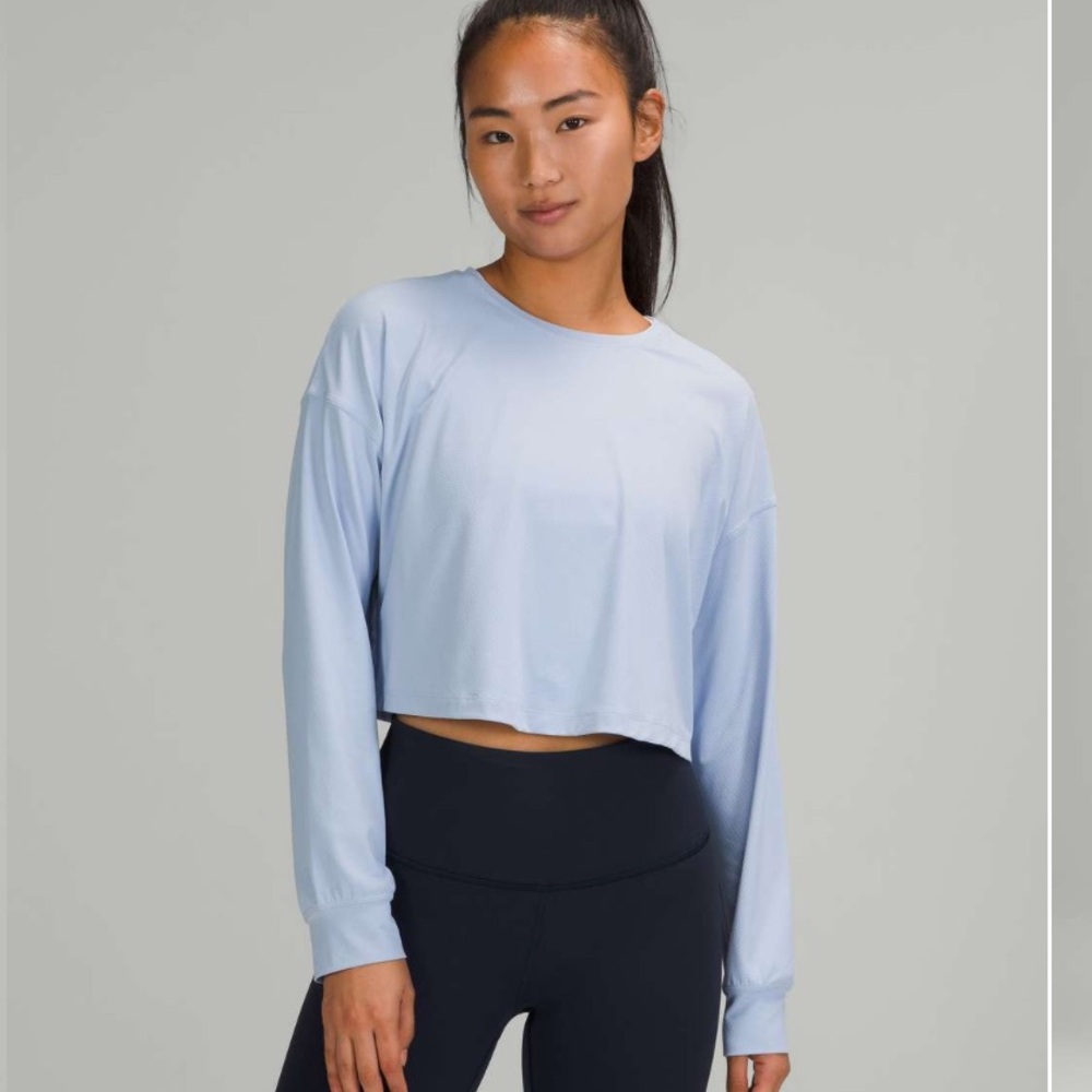 lululemon athletica Light Blue Long Sleeve Crop Top